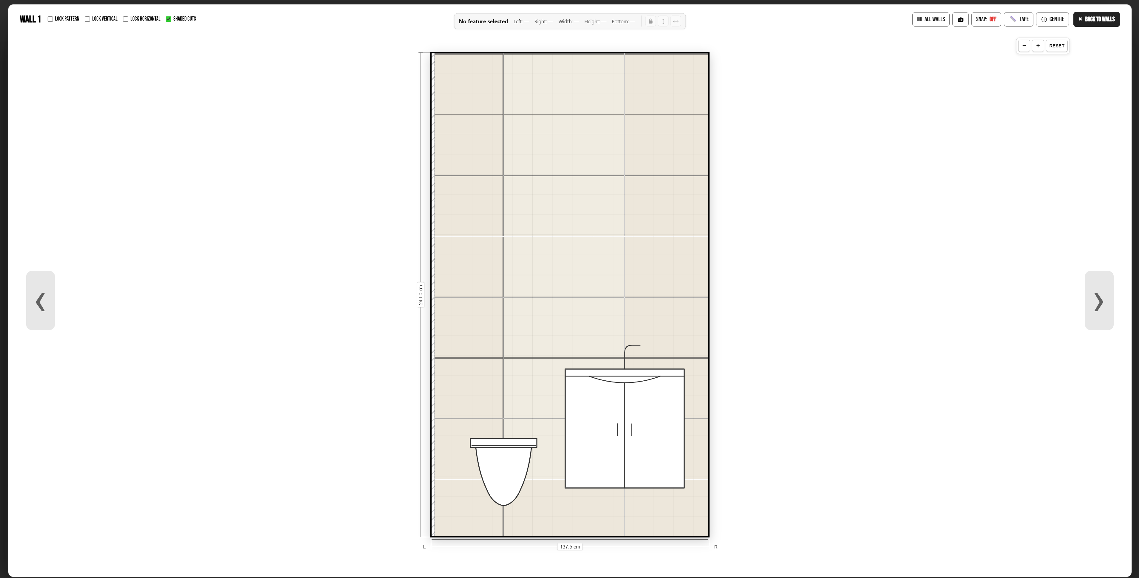 Expanded wall view in Tile Layout Pro