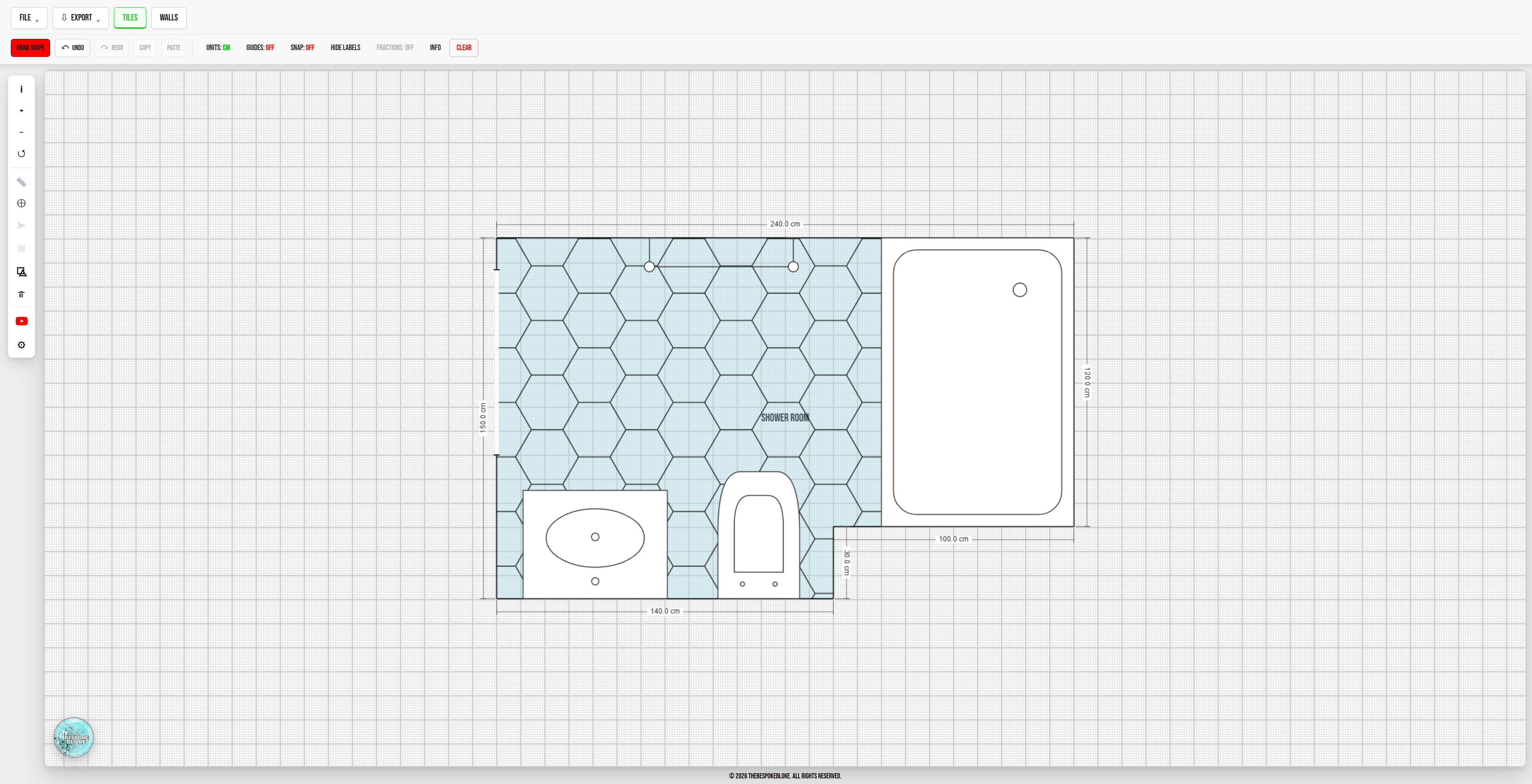 Tile Layout Pro showing a generated tile layout and tile pattern