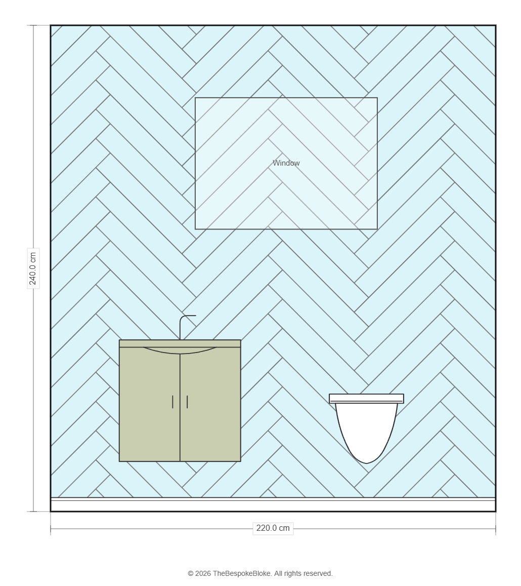 Tile Layout Pro automatically generating a herringbone floor tile pattern